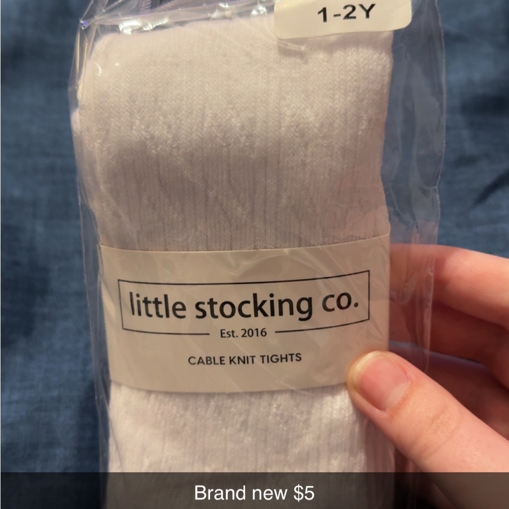 Little Stocking Co. White Cable Knit Tights